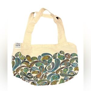 iōta Tote Jute Cotton Paisley Print Women's Tote Bag Cream Color